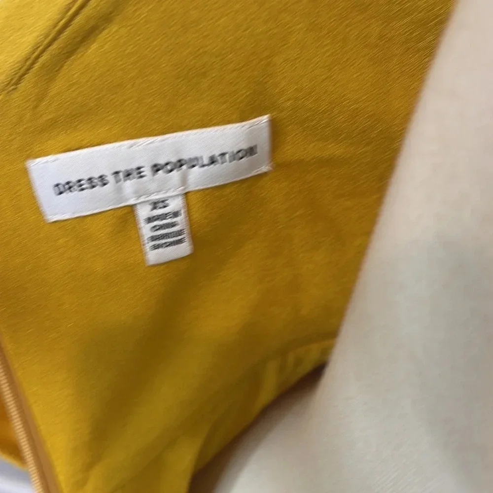 DRESS THE POPULATION Alondra‎ Blouson Sheath Dress in Marigold Size X-Small